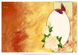 Gold Silk Quick Card with Roses and Butterfly