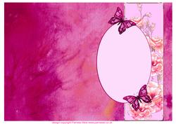 Plum Silk Quick Card with Butterflies and Roses