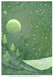 Watercolour Moon Background Paper Green