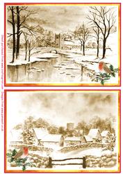 2 Sepia Christmas Watercolour Toppers