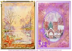 2 Watercolour Winter Scenes, Church in Snow/frosty Morning