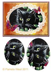 Black Cat and Butterflies Step by Step Decoupage