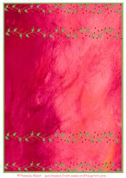 Red Silk Background with Berry Border