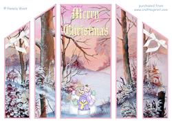 Pink Winter Theatre Fold Card