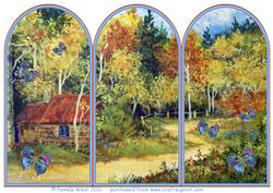Cabin in the Woods with Butterflies Trifold Card