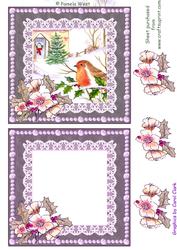 Robins with Lilac Frame Step by Step Decoupage