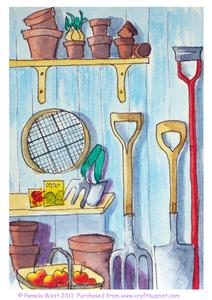 In the Potting Shed Original Watercolour Painting