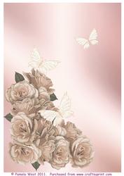 Roses and Butterflies Pale Pink Backing Paper
