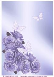 Roses and Butterflies Blue Backing Paper