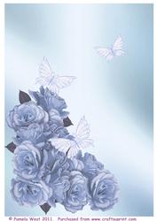 Roses and Butterflies Turquoise Backing Paper