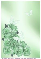 Roses and Butterflies Green Backing Paper