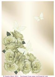 Roses and Butterflies Sepia Backing Paper