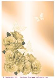 Roses and Butterflies Peach Backing Paper
