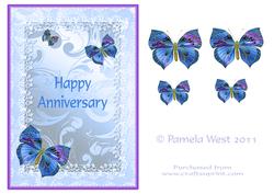 Happy Anniversary Blue Butterflies Decoupage