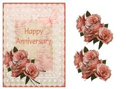 Happy Anniversary Butterflies Roses and Lace