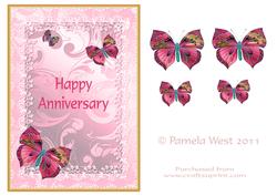 Happy Anniversary Pink Butterflies Decoupage