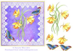 Daffodils and Butterflies Decoupage Card