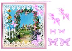 Black Cat by the Archway with Butterflies Decoupage
