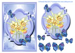 Daffodils and Butterflies Watercolour Decoupage Card