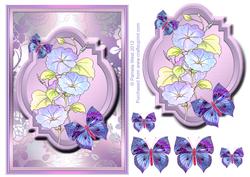 Morning Glory with Butterflies Watercolour Decoupage