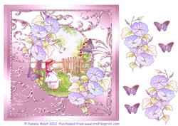 Feeding the Ducks Watercolour Decoupage with Butterflies