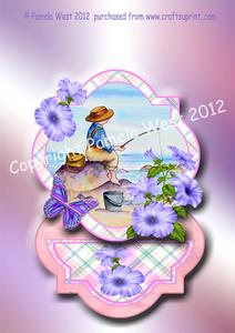 Boy Fishing - Victorian Children in Watercolour - Easel Card