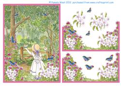 Feeding the Birds in the Wood Step by Step Decoupage Topper