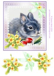 Easter Bunny Watercolour Decoupage Sheet