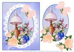 Watercolour Cameo with Lace Victoran Lamp Decoupage Sheet