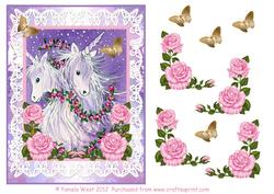 Watercolour Unicorns and Garlands Decoupage Sheet