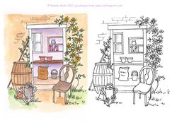 Potting Shed Digital Stamp and Watercoloured Digital Stamp
