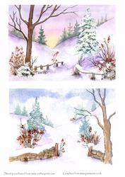 Winter Scenes2 for Christmas Cards, Toppers