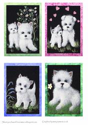 4 Cute Westie Toppers with Borders