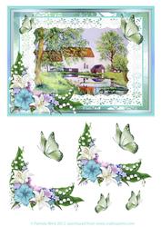 Packenham Mill Watercolour with Lilies Decoupage Sheet