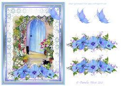Black Cat by the Cottage Door Decoupage Sheet