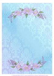 Damask Background with Sprays of Pink Flowers