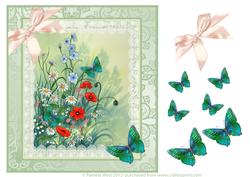 Field Flowers with Butterflies Watercolour Decoupage