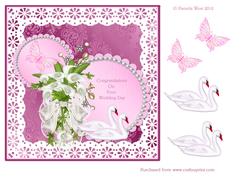 Wedding Day with Swans and Butterflies Topper