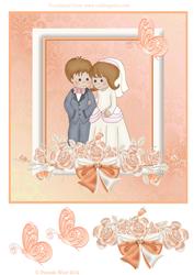 Bride and Groom Wedding Card with Butterflies Decoupage