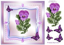 Pansies and Butterflies Decoupage Topper