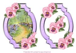 Bluebell Wood with Padded Frame and Pansies Decoupage