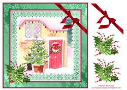 8x8 Christmas Cottage Door Decoupage