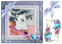 8x8 Westie Christmas with Baubles Decoupage