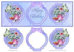 Happy Birthday Dl Card with Daisies and Butterflies