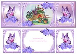 Wheelbarrow with Flowers and Butterflies Dl Card