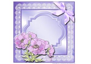 8x8 Card Kit Watercolour Anemone with Lace and Bow Decoupage