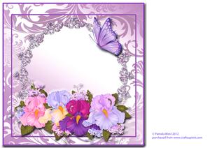 8x8 Irises and Butterflies Decoupage Card Kit