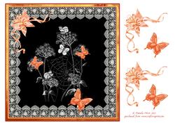 8x8 Black and Gold Meadowsweet & Butterflies Decoupage
