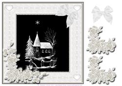 Black and White Church in Snow Step by Step Decoupage