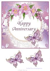 Pink Flowers, Butterflies and Lace Anniversary Topper